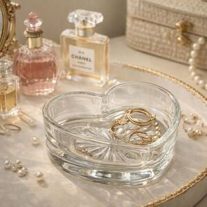 VTG Libbey Heart Shaped Glass Candy Dish | Clear Pressed Glass | Trinket Bowl